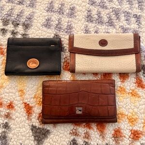Dooney & Bourke Black, Cream, and Brown Key & Card Holder Set
